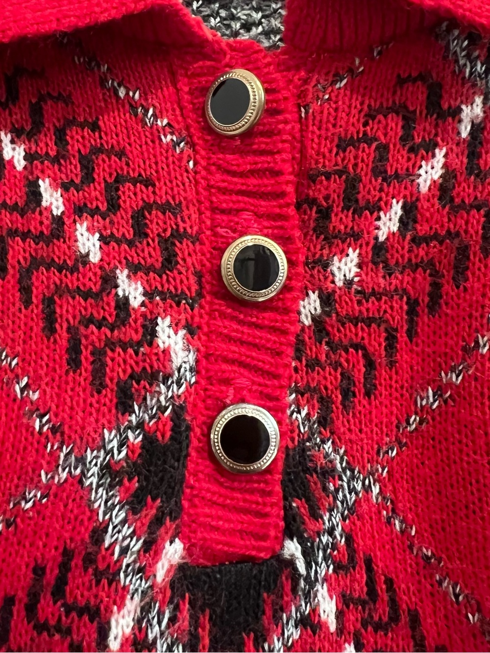 Vintage Alfred Dunner Red Argyle Knit Sweater L Tartan Plaid Preppy Retro - Picture 3 of 5